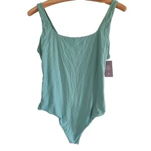 Auden Luxe Stretch green tank top body‎ suit thong bottom NWT Women's size XL